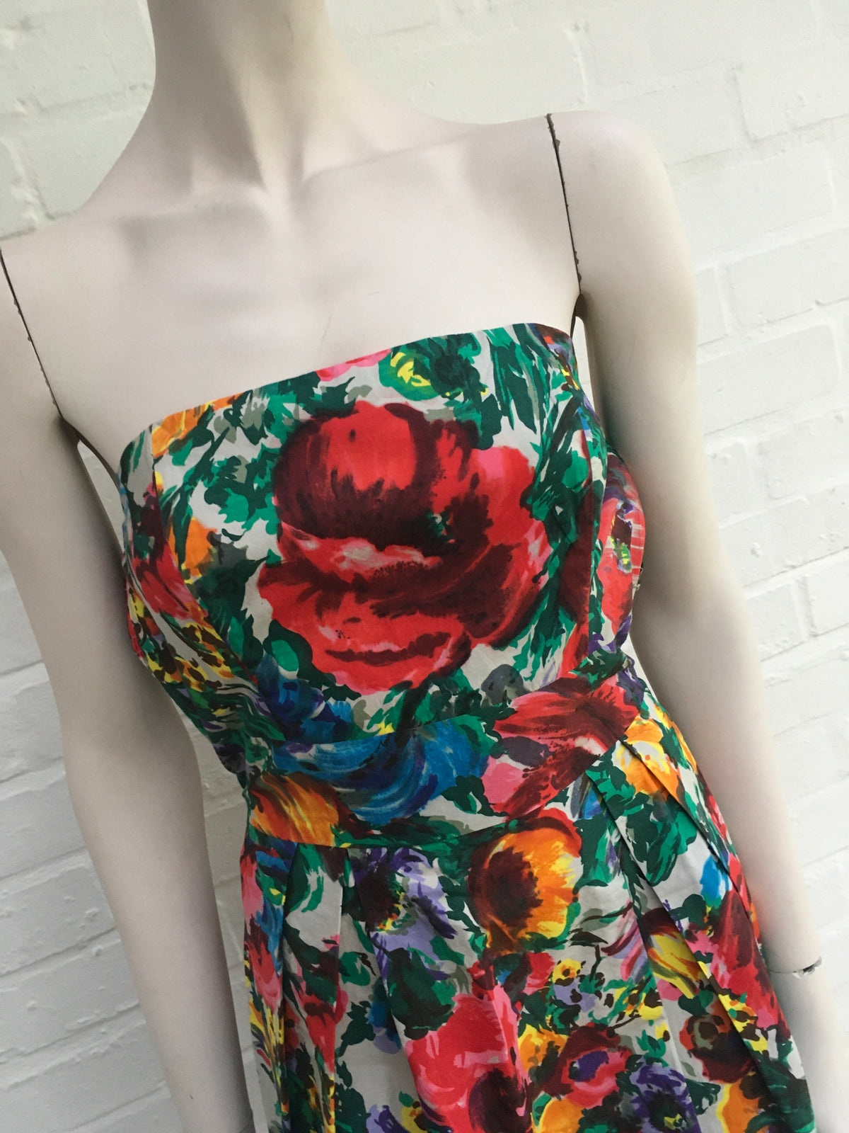 Dolce & Gabbana Floral-print cotton strapless mini dress Size I 40 Ladies