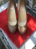 CHRISTIAN LOUBOUTIN Camel Snakeskin 'Bianca 140' Platform Pumps Shoes Size 39 UK 6 US 9 Ladies