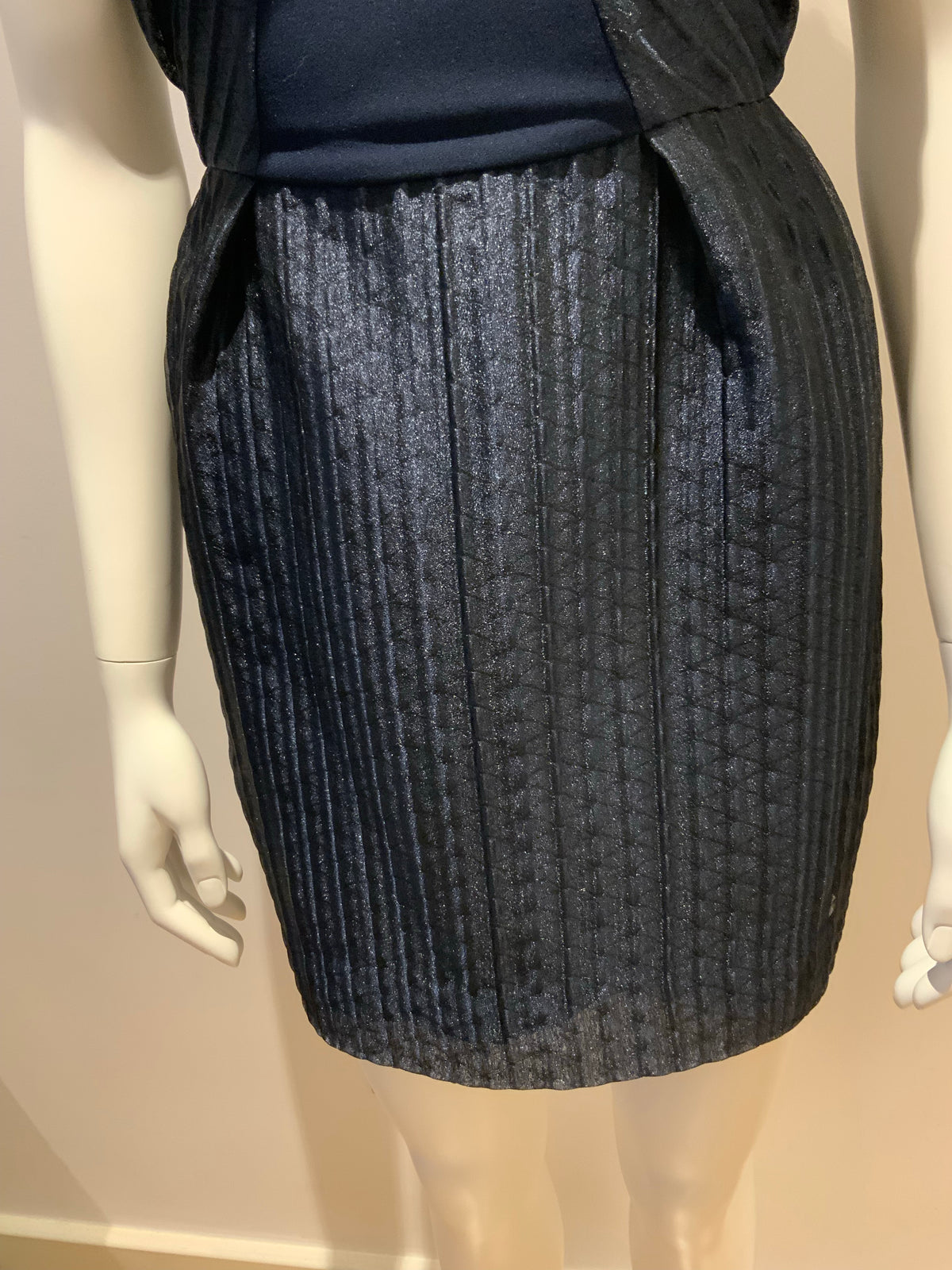 Roland Mouret RUNAWAY Pleated Gauze Halterneck Mini Dress Navy UK 6 US 2 XS ladies