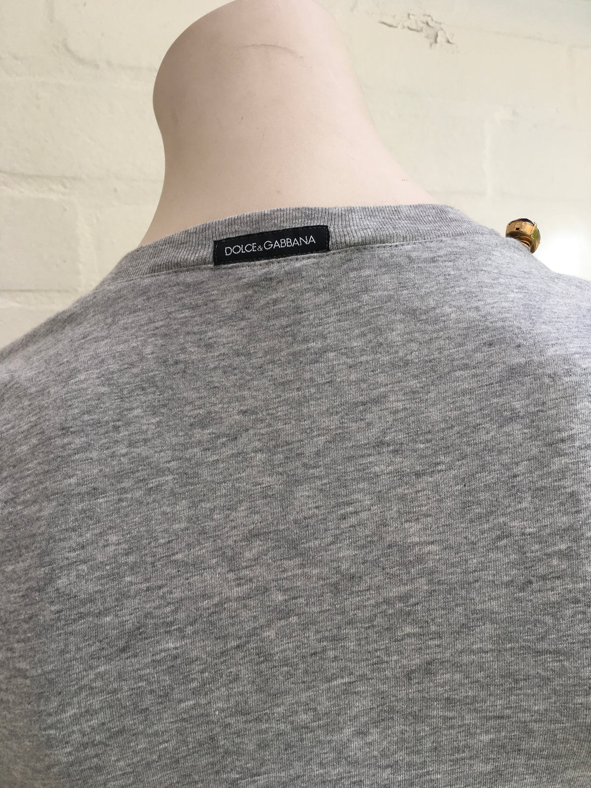 Dolce & Gabbana D&G T-shirt Grey Cotton Jeweled Embellished Top  Ladies