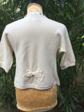 MARC JACOBS Cream Wool Jewel Detailing Short Sleeve Cardigan Sweater Sz S Ladies