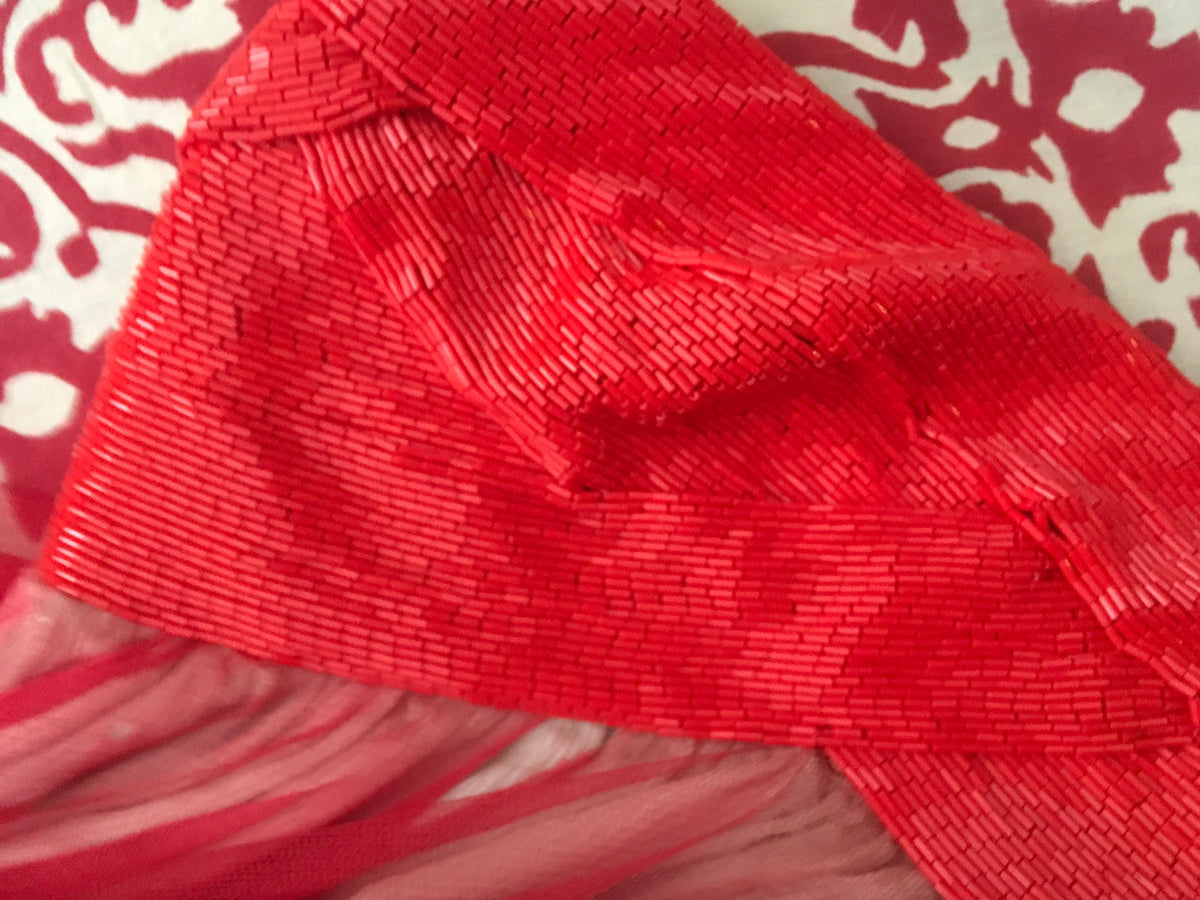 JASMINE DI MILO Red STRAPLESS HAND BEADED DRESS Ladies