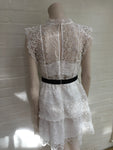 Self-Portrait white floral lace mini ruffle dress Ladies