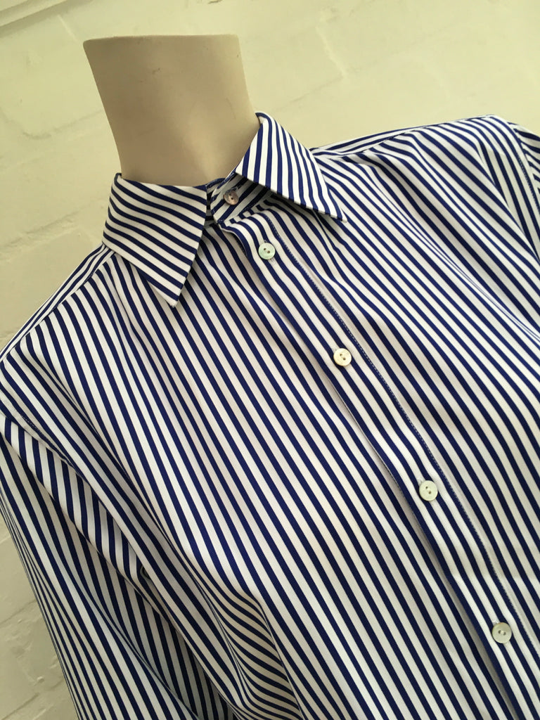 Thomas Pink Women Blue/ White Stripe Oversized Collar Designer Shirt S –  Afashionistastore