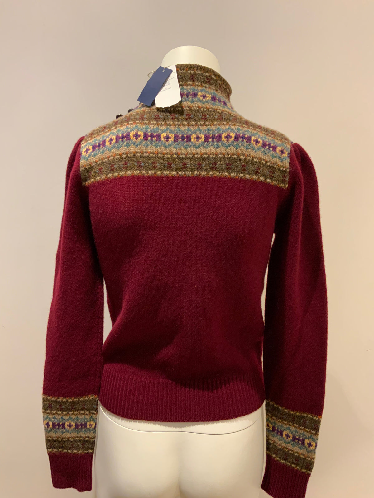 Ralph Lauren Polo Cressida Lambswool Fair Isle Mockneck Jumper Sweater S small ladies