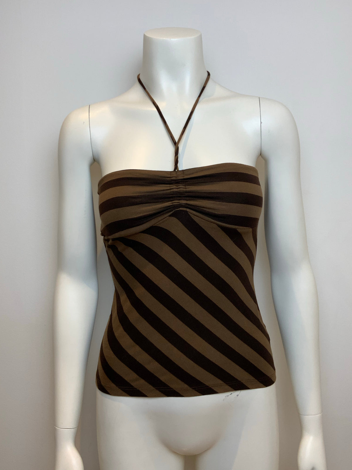 Ella Moss Stripped Brown Prima Cotton Summer Top Size XS ladies