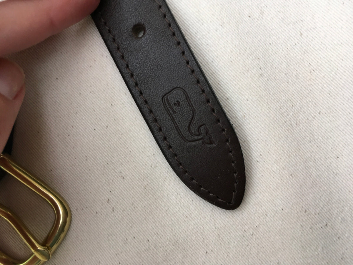 VINEYARD VINES Whale Club Leather & Canvas Belt In Navy Size 24 Boys children
