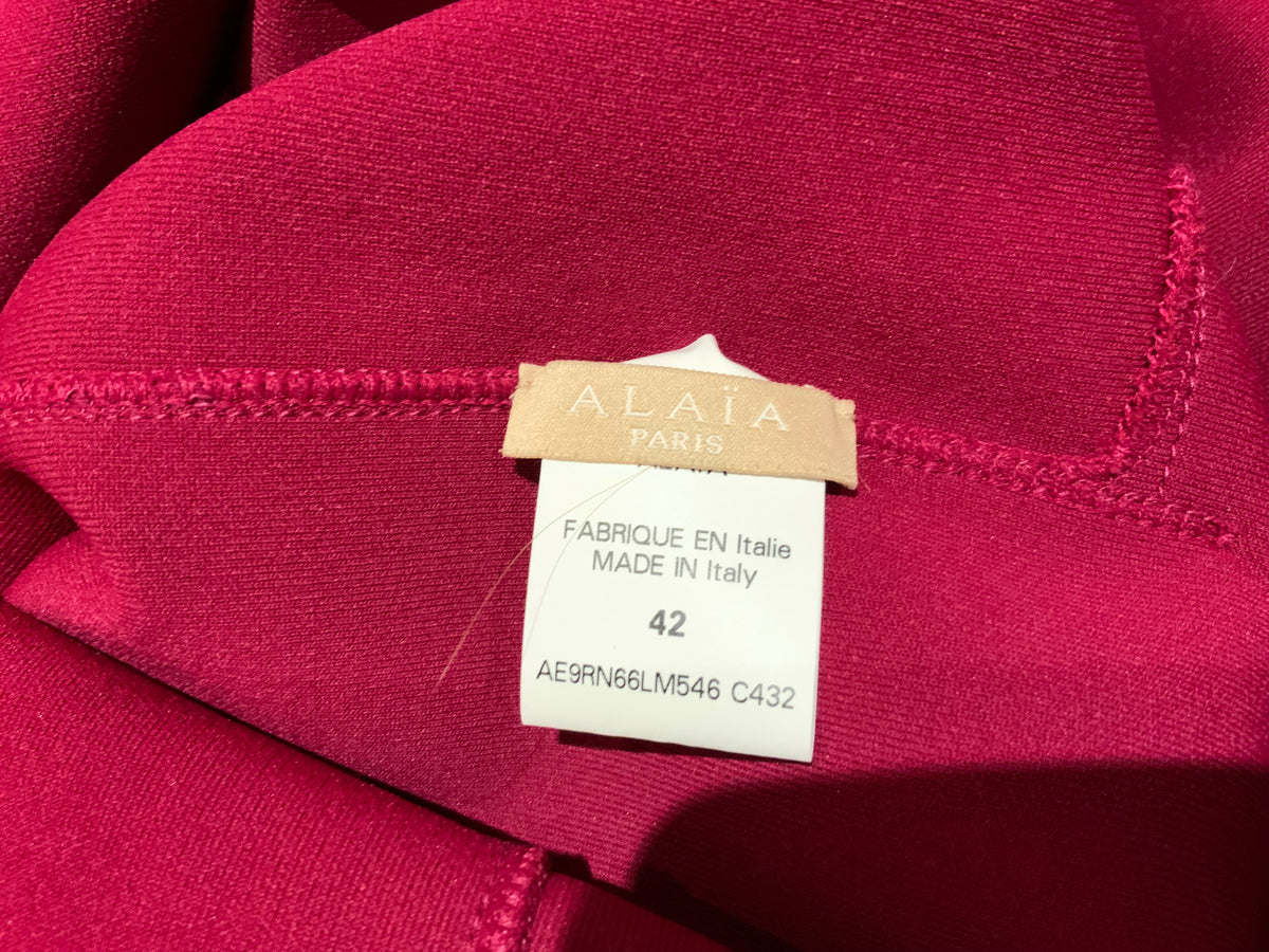 Azzedine Alaïa Alaia Bodycon ete 91 Burgundy Dress F 42 UK 14 US 10 ladies