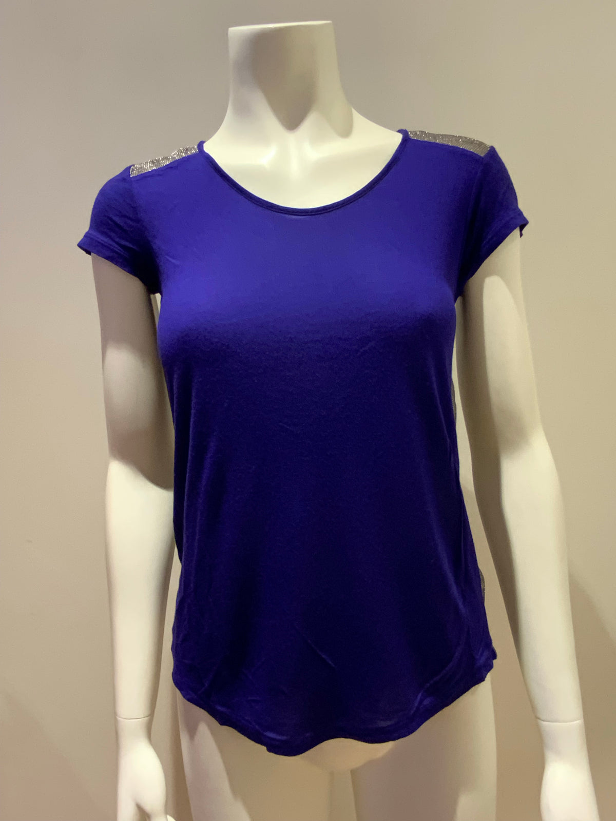 Armani Exchange AX royal blue silver mesh back T shirt Size M Medium  ladies