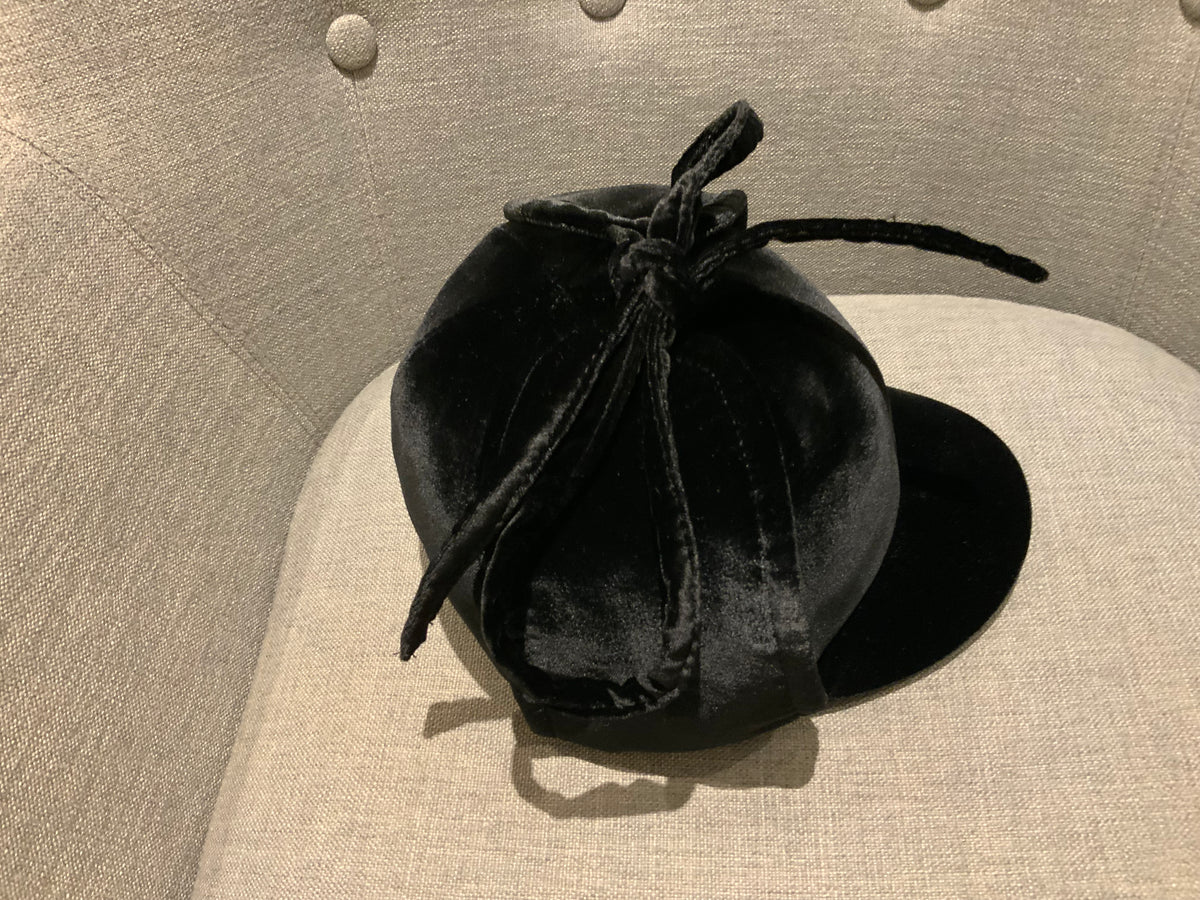 MIU MIU Black Bow-detailed black velvet cap Size S small ladies