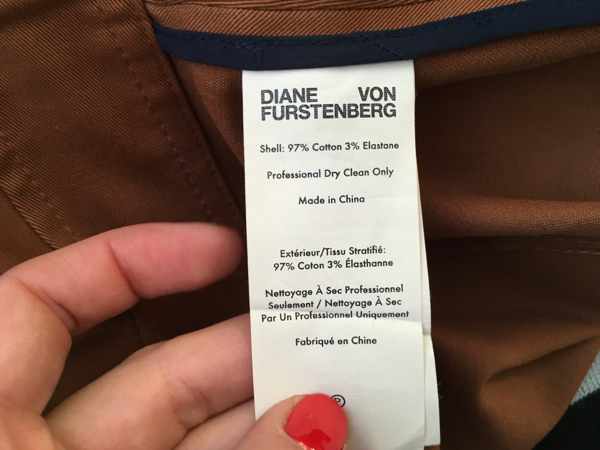 Diane von Furstenberg 2019 A Line Zip Front Safari Dress Size US 0 UK 4 XXS Ladies
