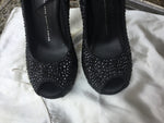 Giuseppe Zanotti swarovski crystal-embellished contoured wedge pumps black shoes 39 1/2 new Ladies