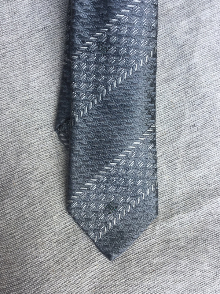 CHANEL Grey Logo Print Tie 100% AUTHENTIC Men
