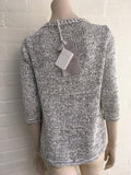 FABIANA FILIPPI Grey Knit Sweater Jumper Feathers Trim Size I 38 UK 6 US 2 XS ladies