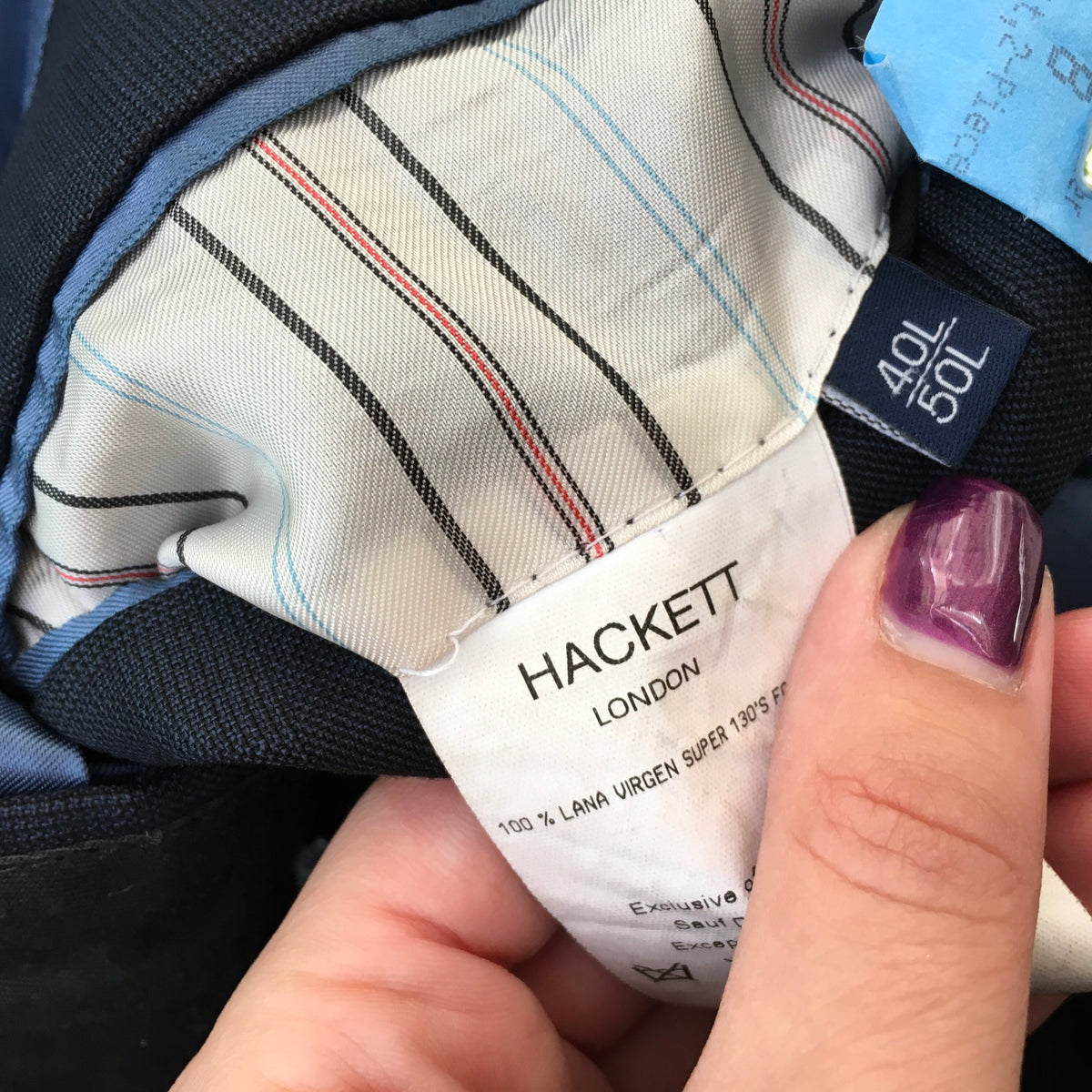 HACKETT LONDON Navy Virgin Wool Extrafine Suit 2 Pieces Men