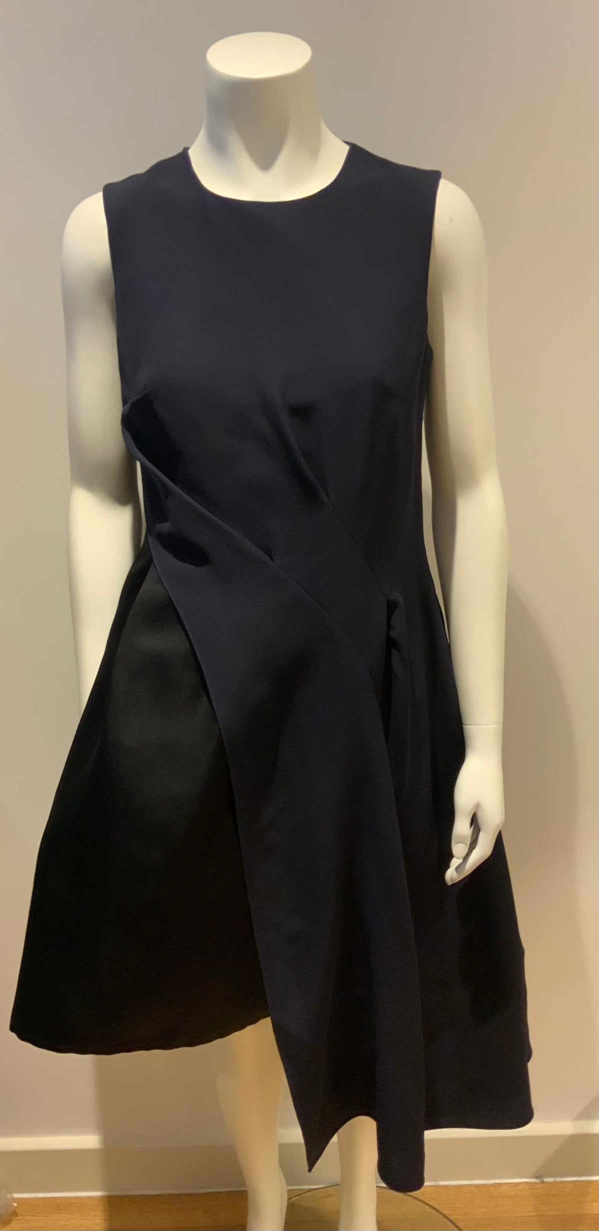 Christian Dior Iconic Collectors Navy Blac Silk Asymmetric Dress Size F 40 UK 12 ladies