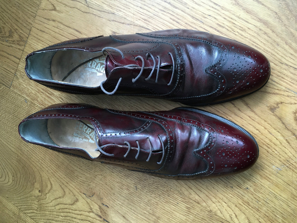 Salvatore Ferragamo Wingtip Leather Oxford Dress Shoes Size 9 1/2 D MEN