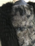 GIULIANA TESO Persian Lamb Raccoon Sleeves Fur Coat Ladies