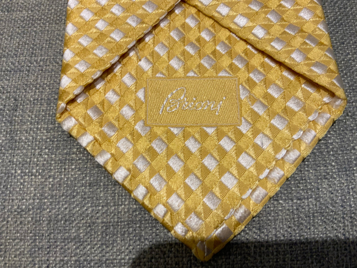 BRIONI Silk Jacquard Yellow Jacquard Mens Tie men