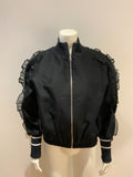 MAGGIE MARILYN Some Kind Of Wonderful Ruffle Bomber Jacket Size S small ladies