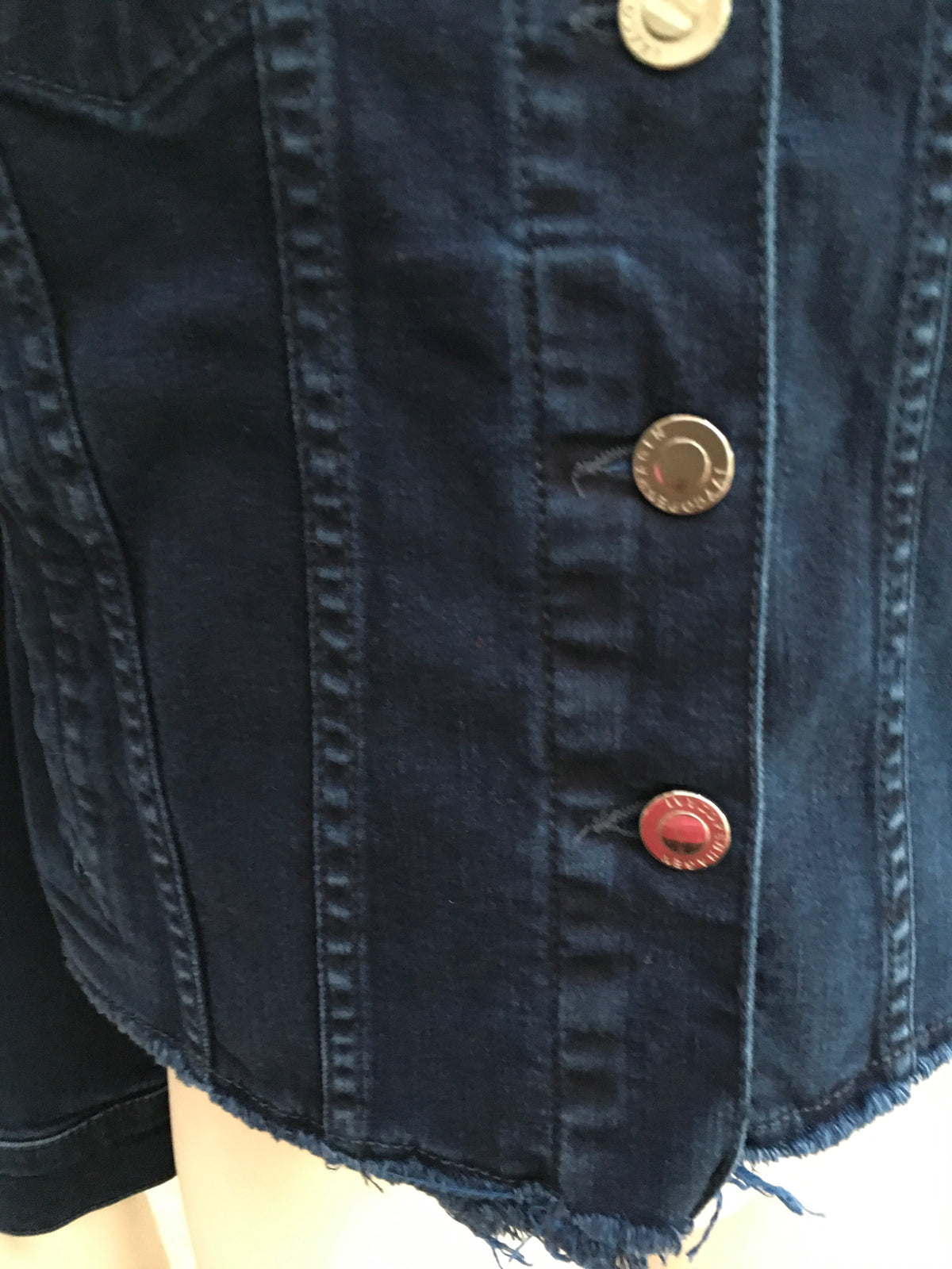 ivy copenhagen navy distressed denim jacket Size 34 XS ladies