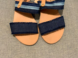 Ancient Greek Sandals Leather Denim Sandals Flats Shoes Size 40 UK 7 US 10 ladies