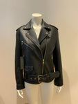 KARL LAGERFELD LEATHER BIKER JACKET SIZE I 44 F 40 lade