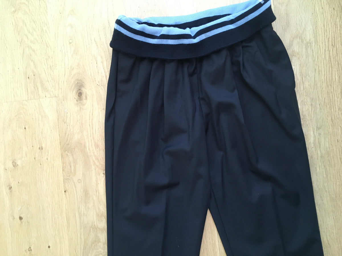 Ç x Façonnable Mira Mikati Capsule Collection Wool Navy Pants Trousers US 8 ladies