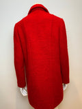 INES DE LA FRESSANGE Red Boucle Wool Double Breasted Coat Sz` UK 12 US 8 L Large ladies