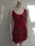 Daslu Sao Paulo Brazil silk red paisley print coverup dress Ladies