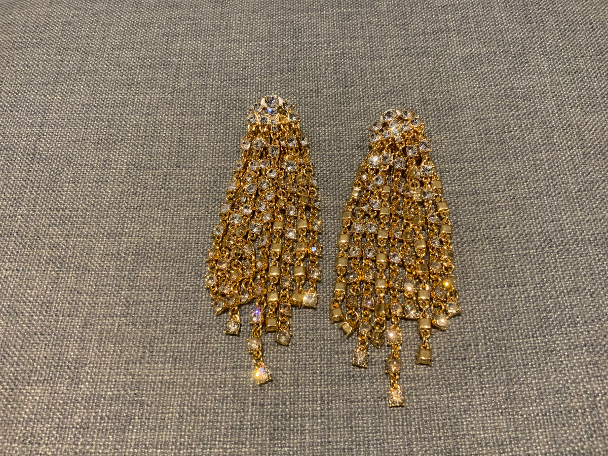 Oscar de la Renta Crystal Cascade Waterfall Clip-On Earrings ladies