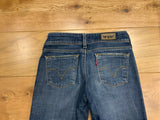 Levis 570 Navy Blue Straight Fit Denim Faded Stretch Jeans W27 L34 ladies