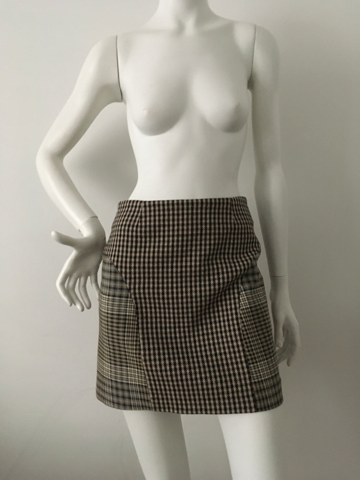 Maje Joxy Prince Of Wales And Houndstooth-twill Mini Skirt Size F 38 UK 10 US 6 ladies