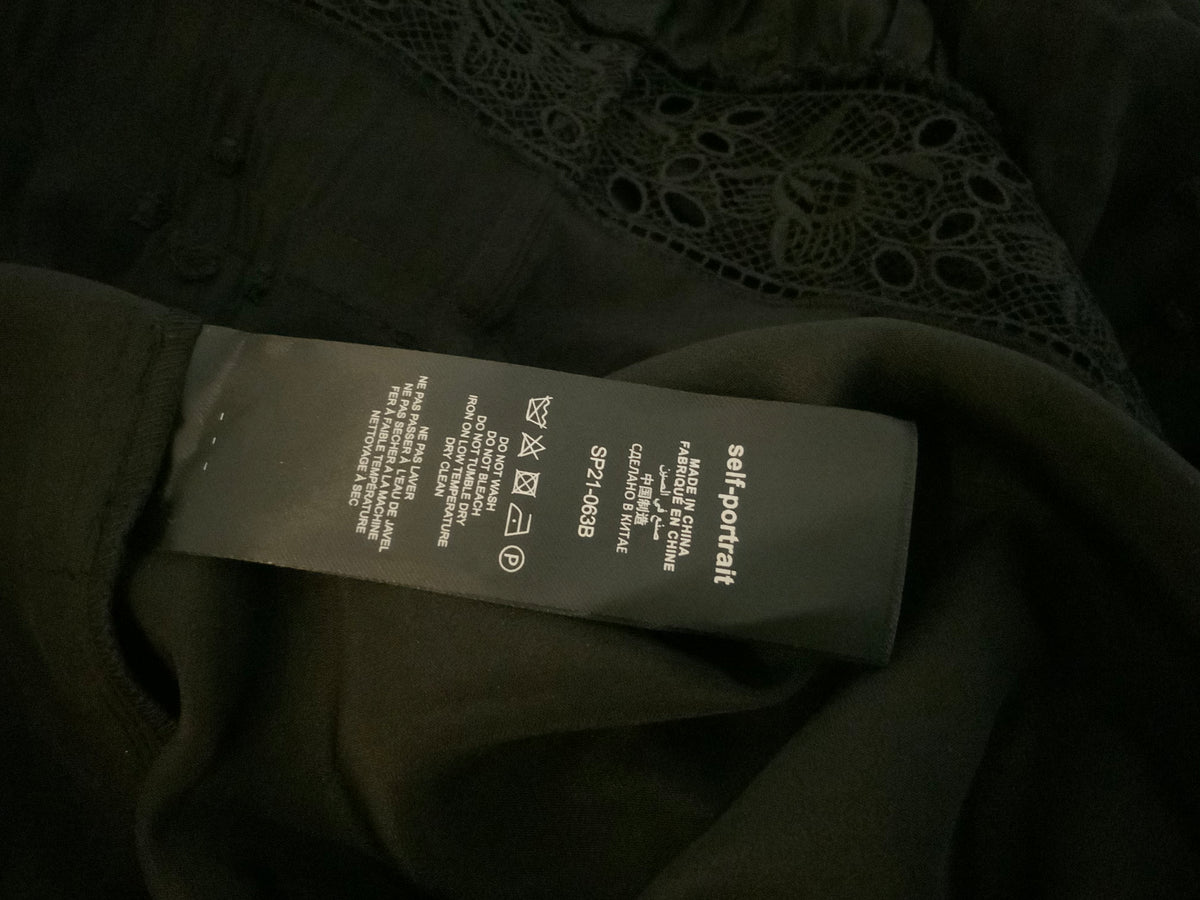 SELF-PORTRAIT 2021 Black 3D Plumetis Maxi Dress SIZE UK 10 US 6 ladies