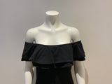 Black Ruffle Off Shoulders Mini Dress Size XS ladies