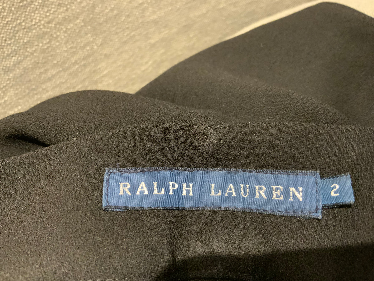 Ralph Lauren Black Roll Hem Office Black Pants Trousers Size US 2 UK 6 XS ladies