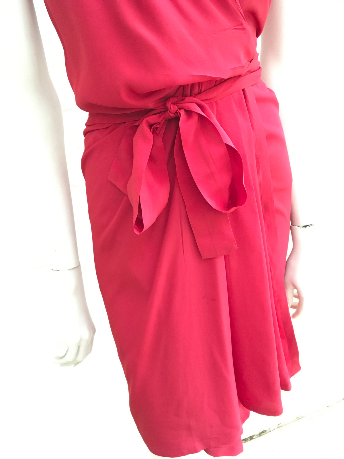 Rick Owens Crepe de chine Red wrap midi dress Size S Small ladies
