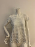 PURE COLLECTION Luxury SILVER WHITE STRIPED T shirt UK 10 US 4 ladies