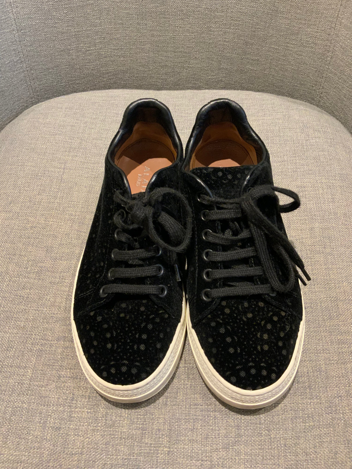 Azzedine Alaia LASER-CUT Velvet Lace Up Sneaker Trainers Size 35 US 5 UK 2 ladies