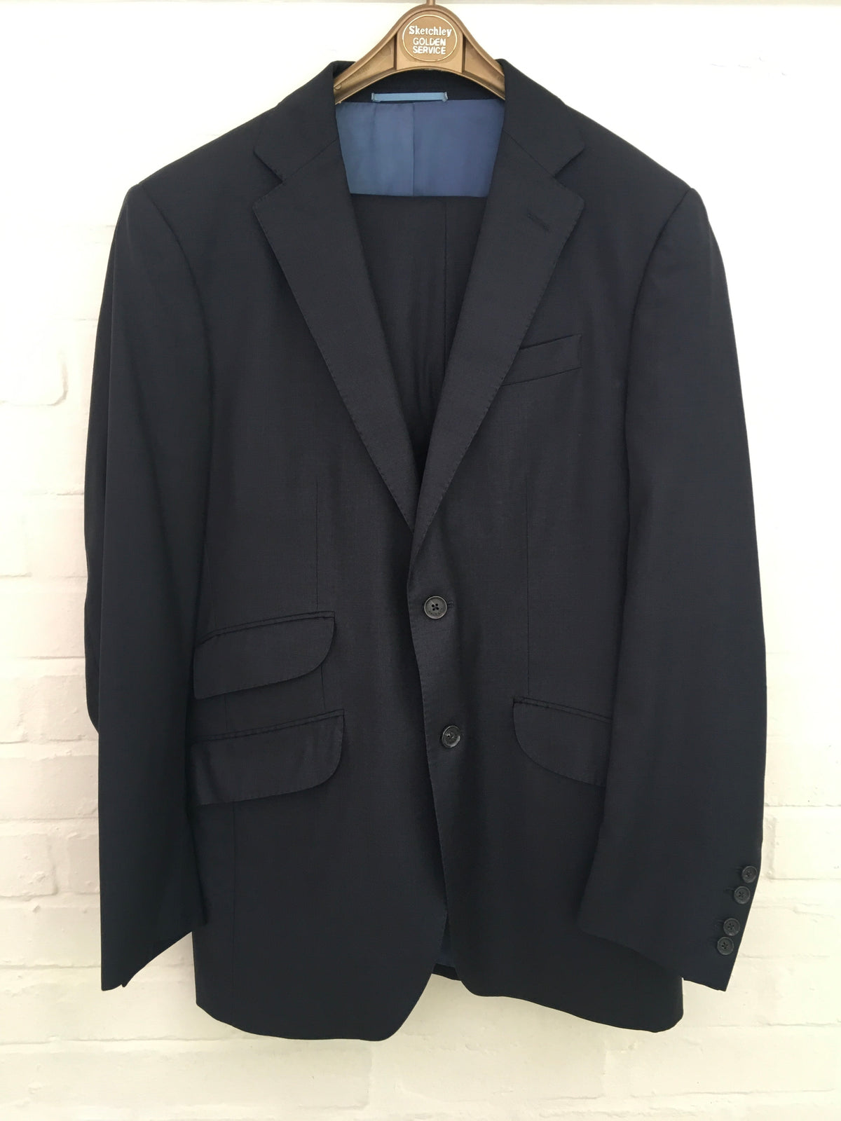 HACKETT LONDON Navy Virgin Wool Extrafine Suit 2 Pieces Men