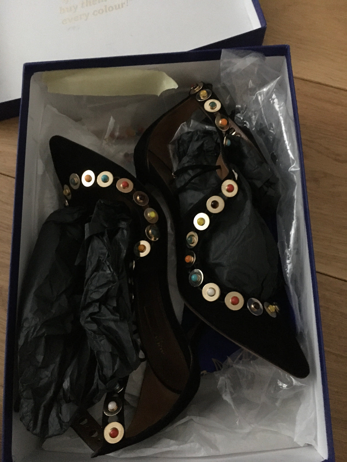 Aquazzura Byzantine Studded Suede Pump, Black Size 36 US 6 UK 3 ladies