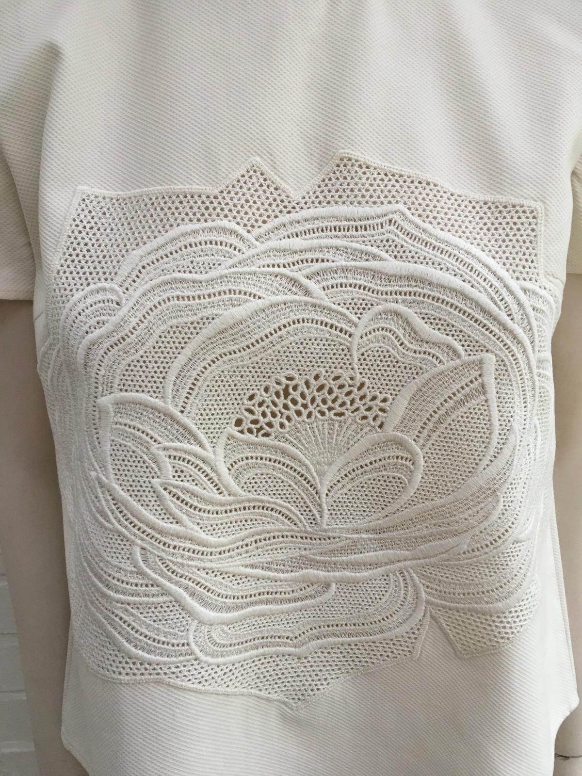 Stella McCartney Ivory Women's Natural Rose Embossed Boxy Top  Ladies