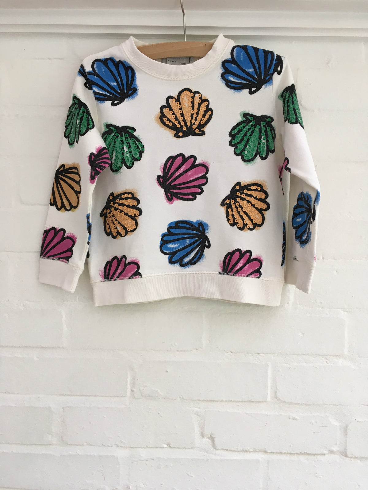 Stella McCartney KIDS Girls' shell print sequins sweatshirt top Children