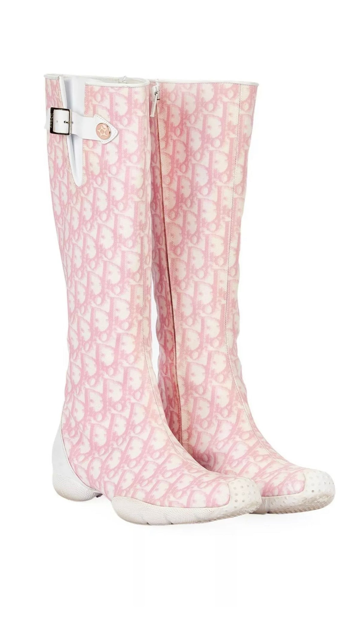 CHRISTIAN DIOR  Diorissimo Pink Zip Up Boots Size 38 Ladies