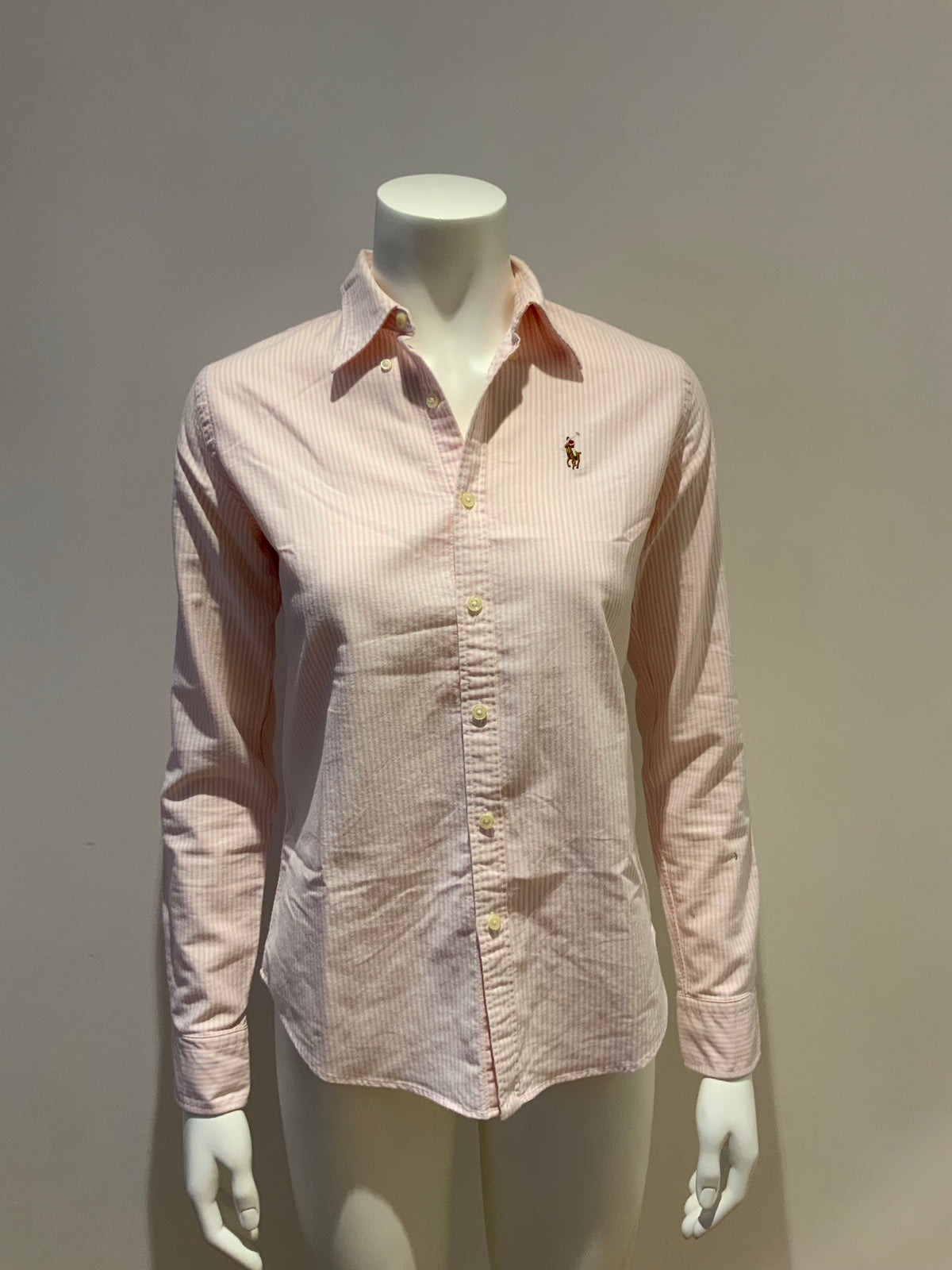 RALPH LAUREN Striped Pink Pony Slim Fit Shirt Size US 2 US 6 XS ladies
