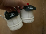 CHANEL logo pull tab lace-up sneakers trainers 2020 Size 37 1/2 UK 4.5 US 7.5. ladies
