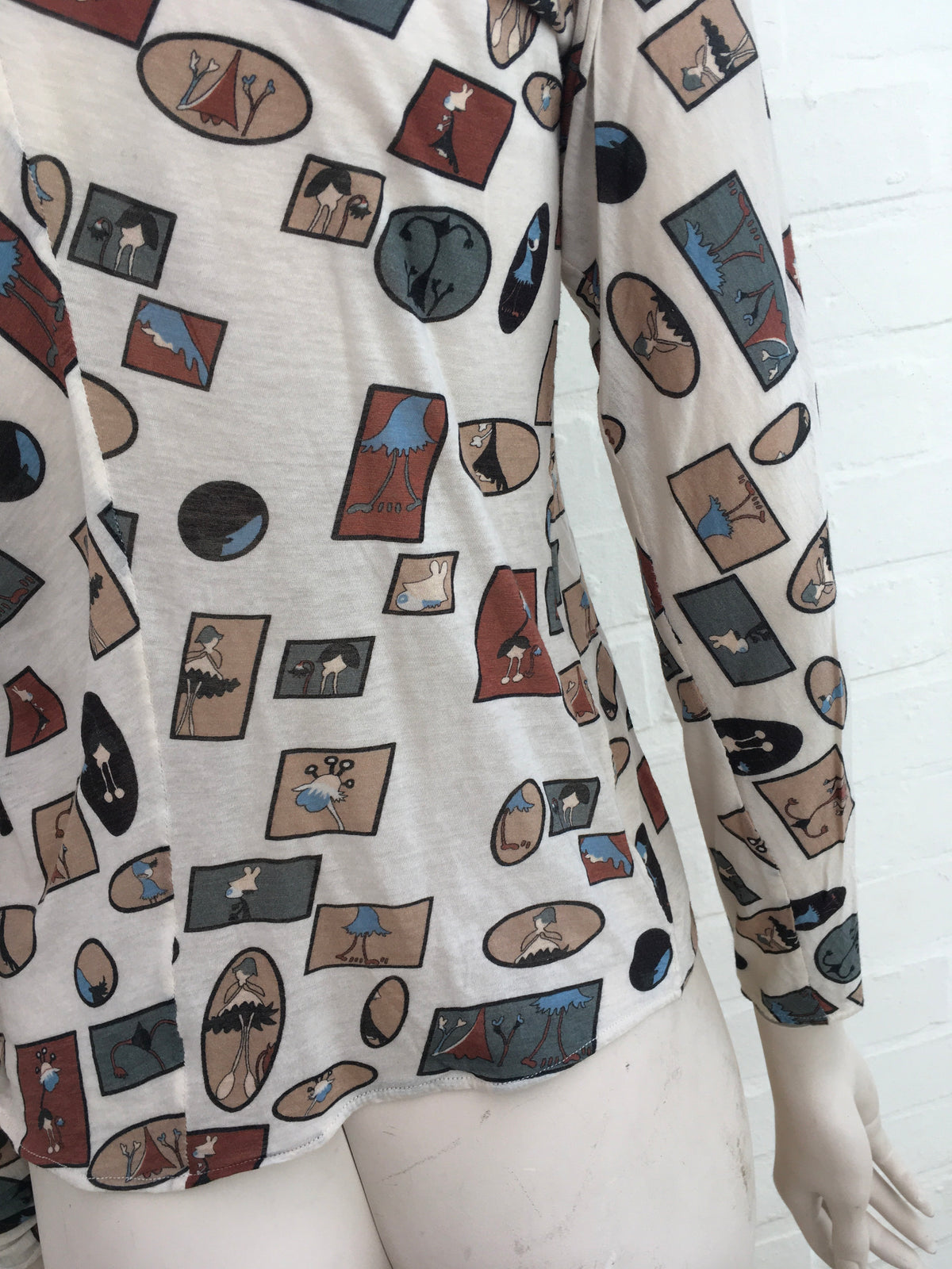 MARNI MULTICOLOR PRINTED LONG SLEEVES CROPPED TOP SIZE I 44  Ladies