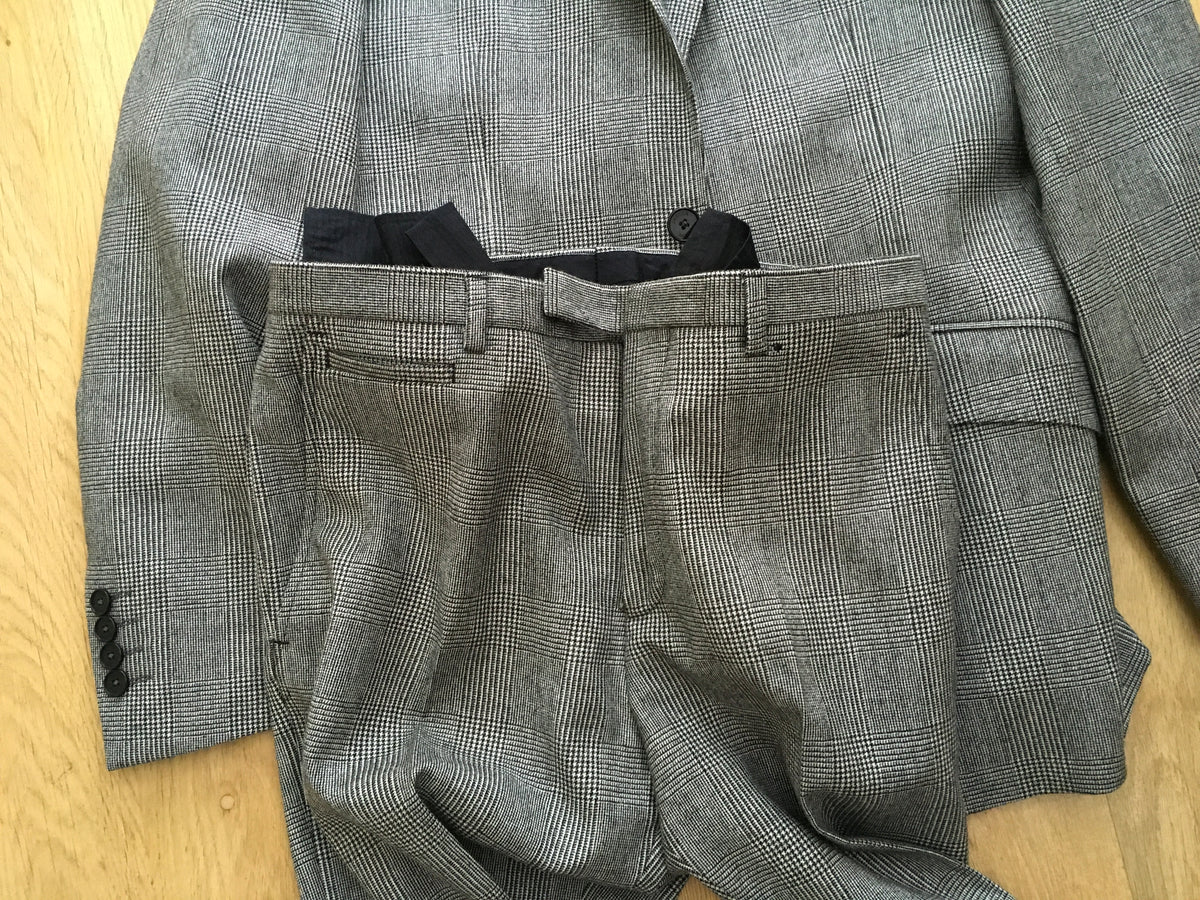 Jaeger London Prince of Wales Checked Wool Suit 2 Pieces Size 36R 30R Men