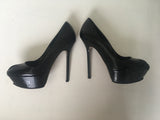 SERGIO ROSSI PATENT LEATHER PLATFORM BLACK PUMPS SHOES  Ladies