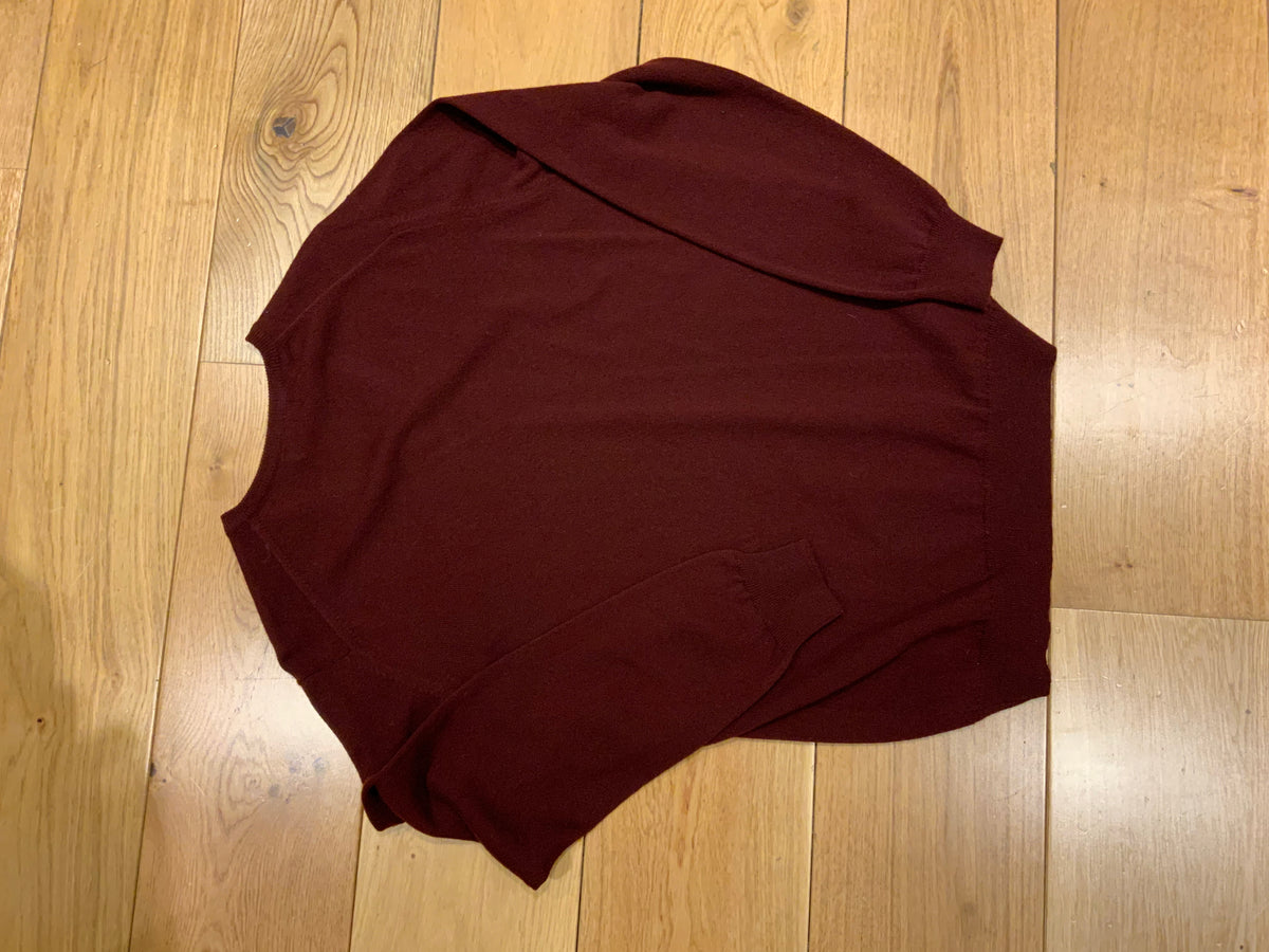 Turnbull & Asser Burgundy Pure Cashmere Knit Crewneck Jumper Sweater Size L large men